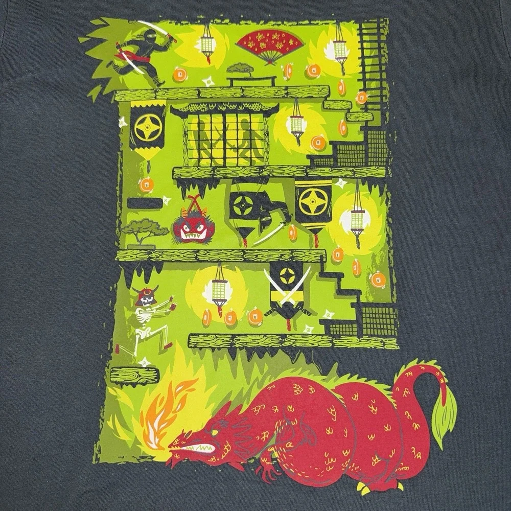 Boys Graphic T-Shirt Ninja Dragon Gray Size M 8-10 Circo